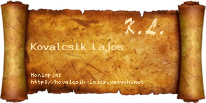 Kovalcsik Lajos névjegykártya